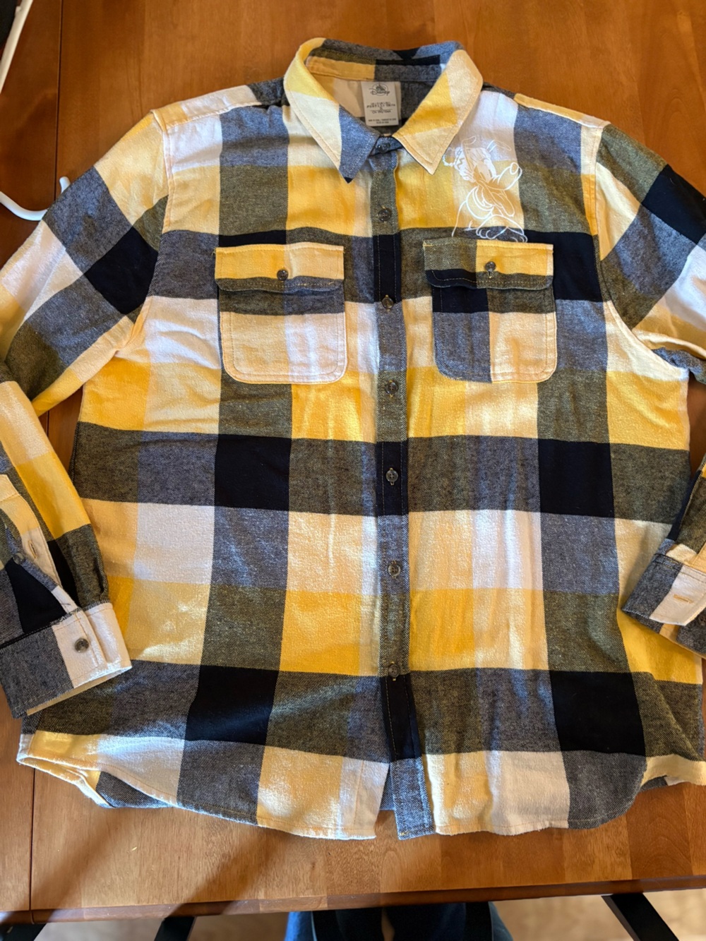 disney christmas pluto balck abd yellow Plaid Men's Button-Up Shirt